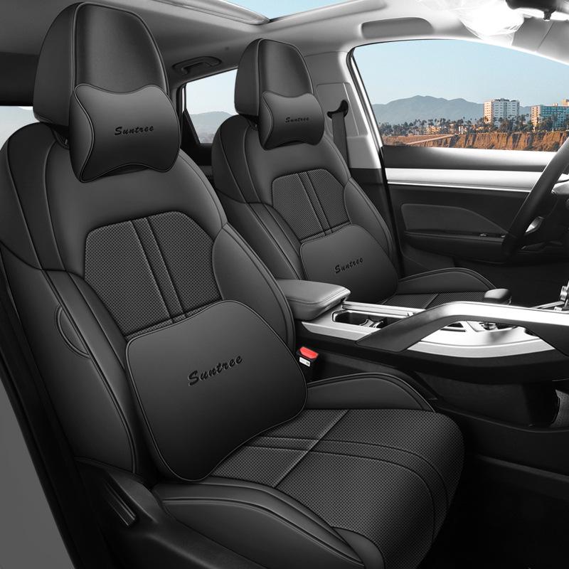 Bin Yue 5-Seater Perforated Leather Car Seat Cushion - All-Season Universal Fit