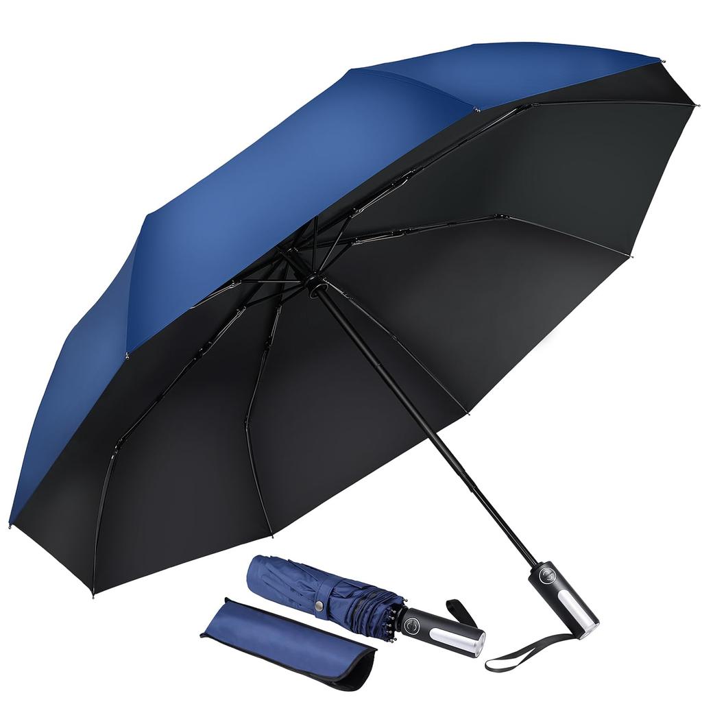 GEKETY Folding Automatic For Both Sunny and Rainy Large Super Water Wind Light Heat Over UV Folding Less Than 8 Ribs Men's Umbrella, One-Touch