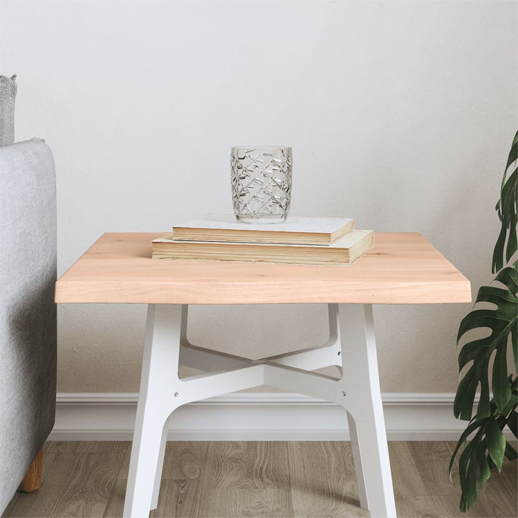 Tabletop 40x40x2 cm Solid Oak Wood Unfinished Live Edge