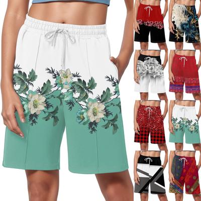 Шорты для женщин с принтом, мягкие шорты для йоги и бега с карманами