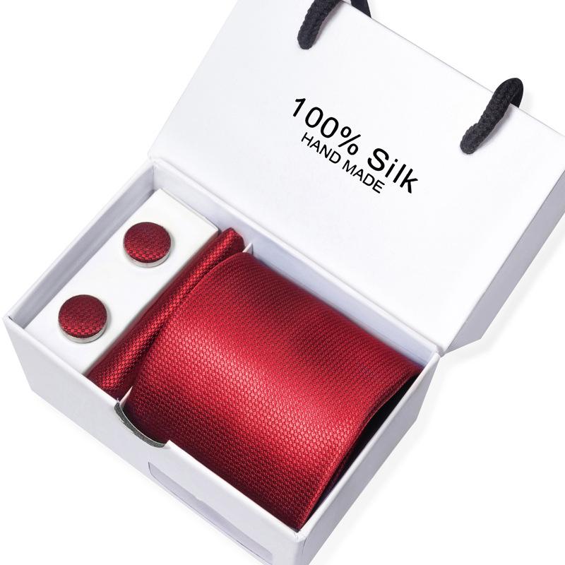 Мужской деловой галстук, квадратный шарф, подарочная коробка, полосатый простой костюм, рубашка, галстук, черный подарочный набор в коробке