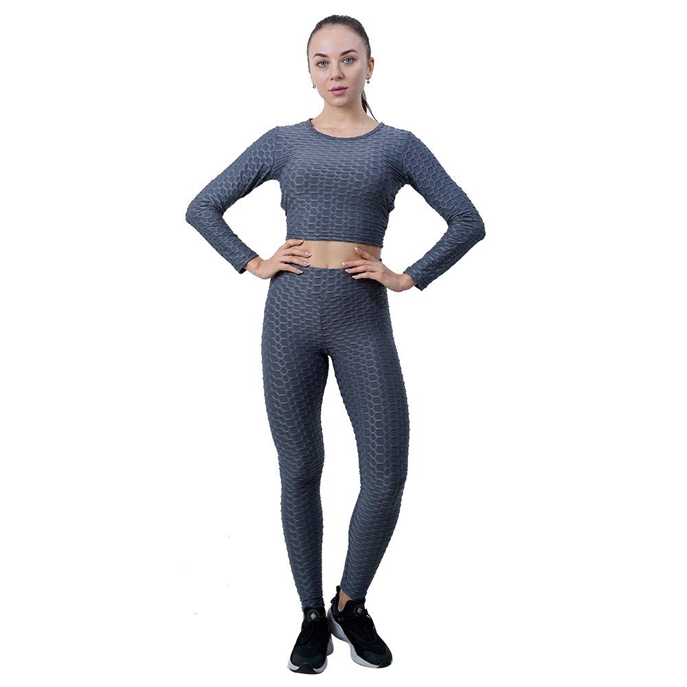 Европейский и американский женский комплект для йоги: Фитнес-одежда с высокой талией, с эффектом пуш-ап для ягодиц, персикового цвета