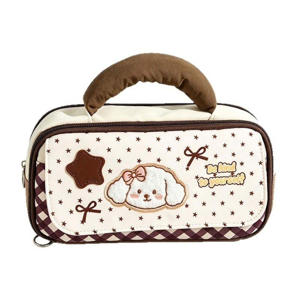 Large Capacity Pencil Case Korean Style Embroidery Storage Bag Cute Stationery Pouch Office Desk
