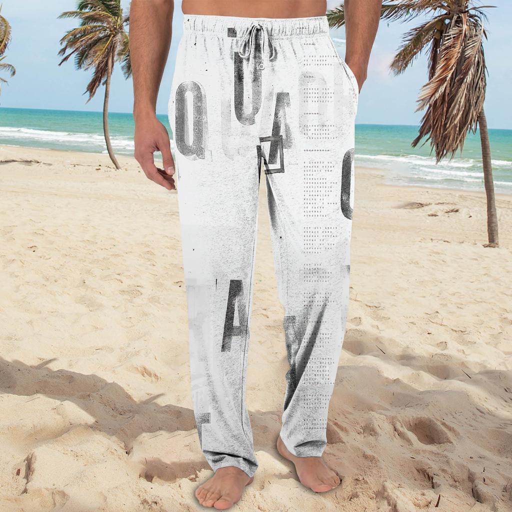 Мужские трикотажные модные повседневные брюки с напечатанным карманом, пижамные брюки