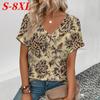S-8XL Plus Size Women's T-Shirt Summer V-Neck T Shirt For Women Fashion Short Sleeve Tops Casual T-Shirt 3d Print Female Clothes