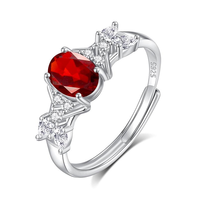 Серебряное кольцо 925 пробы с натуральным камнем для женщин, Элегантное хрустальное кольцо в японском стиле, Регулируемое изящное украшение, Для повседневного ношения и в подарок девушке