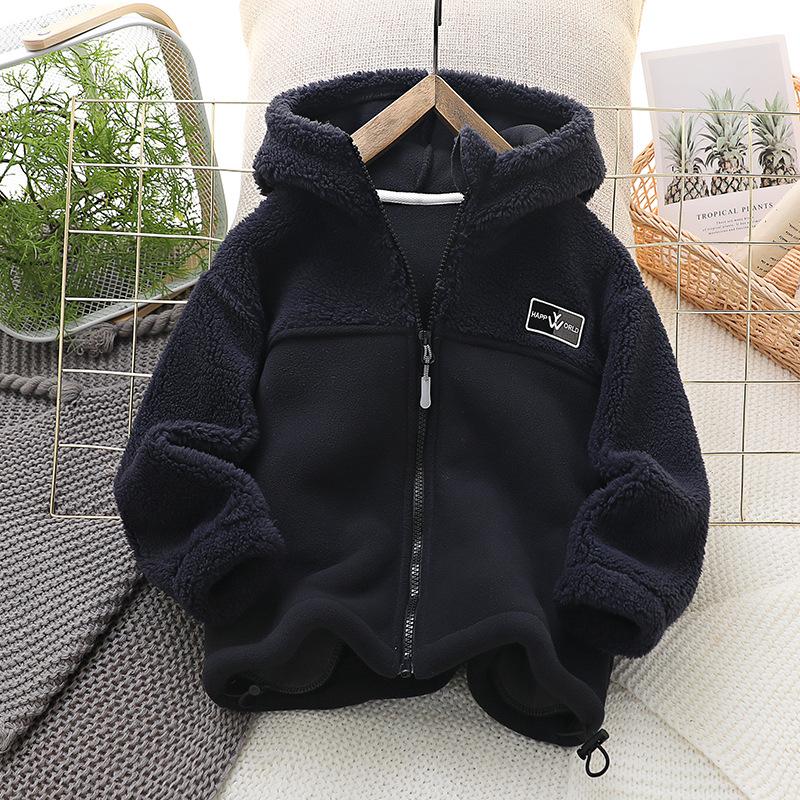 Autumn Winter Warm Fleece Outerwear Boys Clothing Fleece Thickened Boy Clothes Children's Jacket Coat