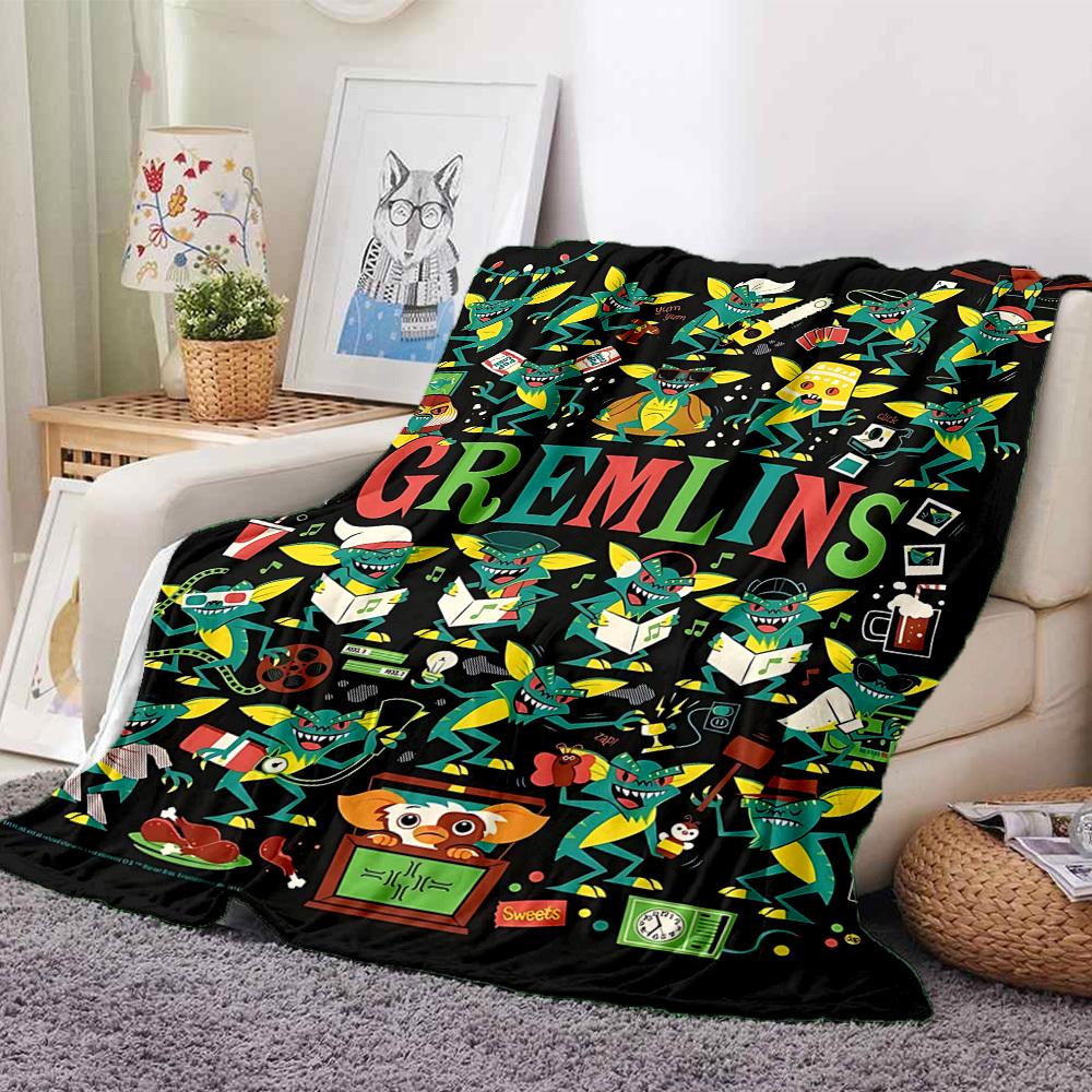 1pc gremlins, movie poster Blanket Polyester Fiber, All Season Comfort for Sofa, Bed, Office, Car, Camping Ideal Home Decor & Gift, Office Comfort