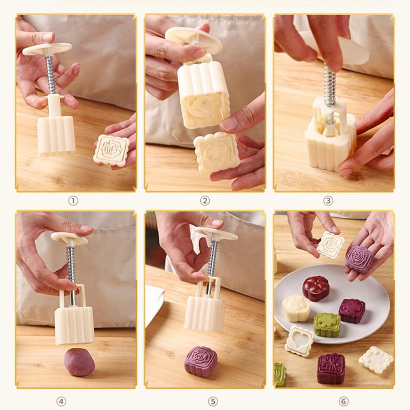 Форма для лунного пряника Праздник середины осени Форма для лунного пряника с ручным прессованием Цветок Инструменты для украшения лунного пряника Инструменты для прессования вручную