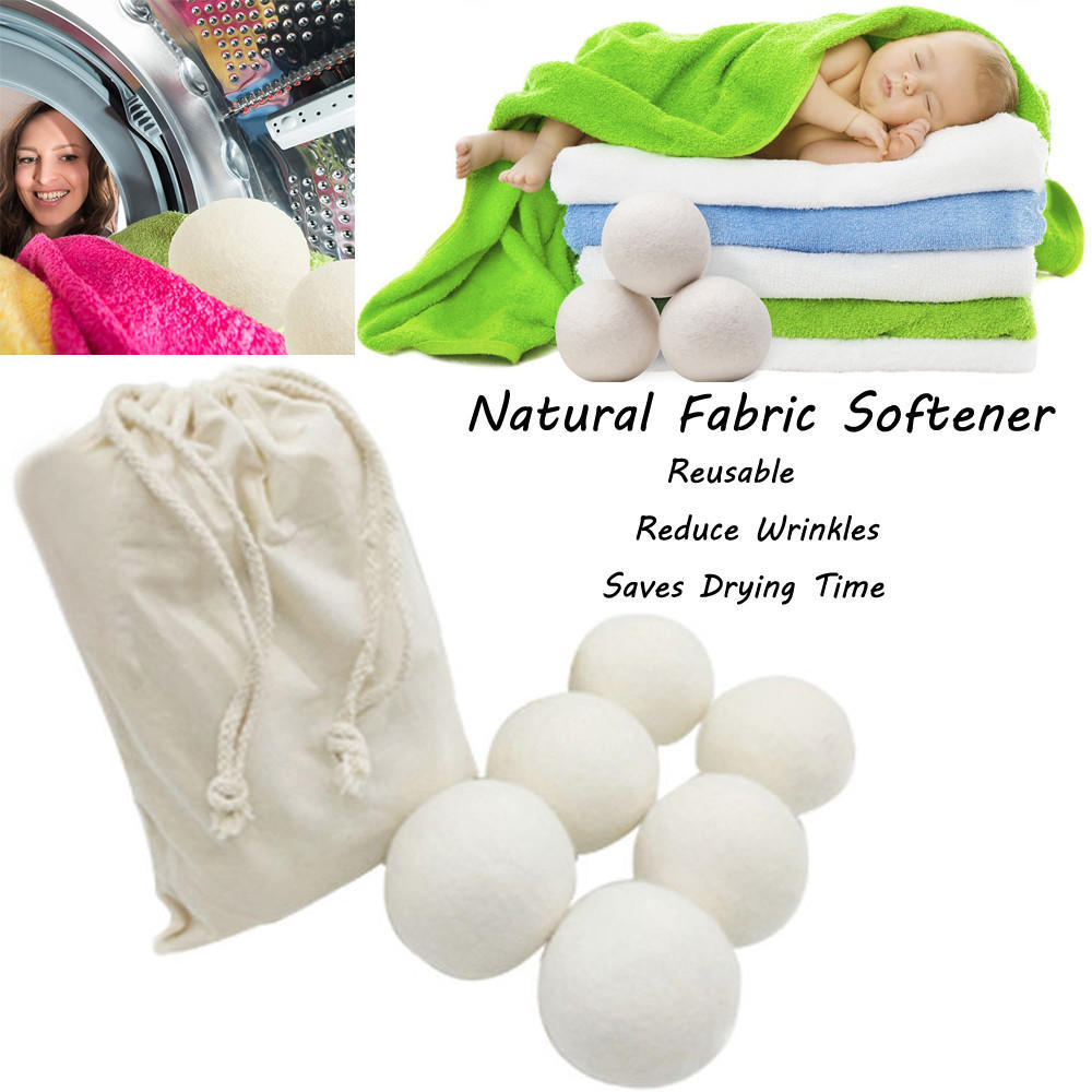  Sheep 6-Pack Premium Wool Dryer Balls Reusable Natural Fabric Softener 6CM 