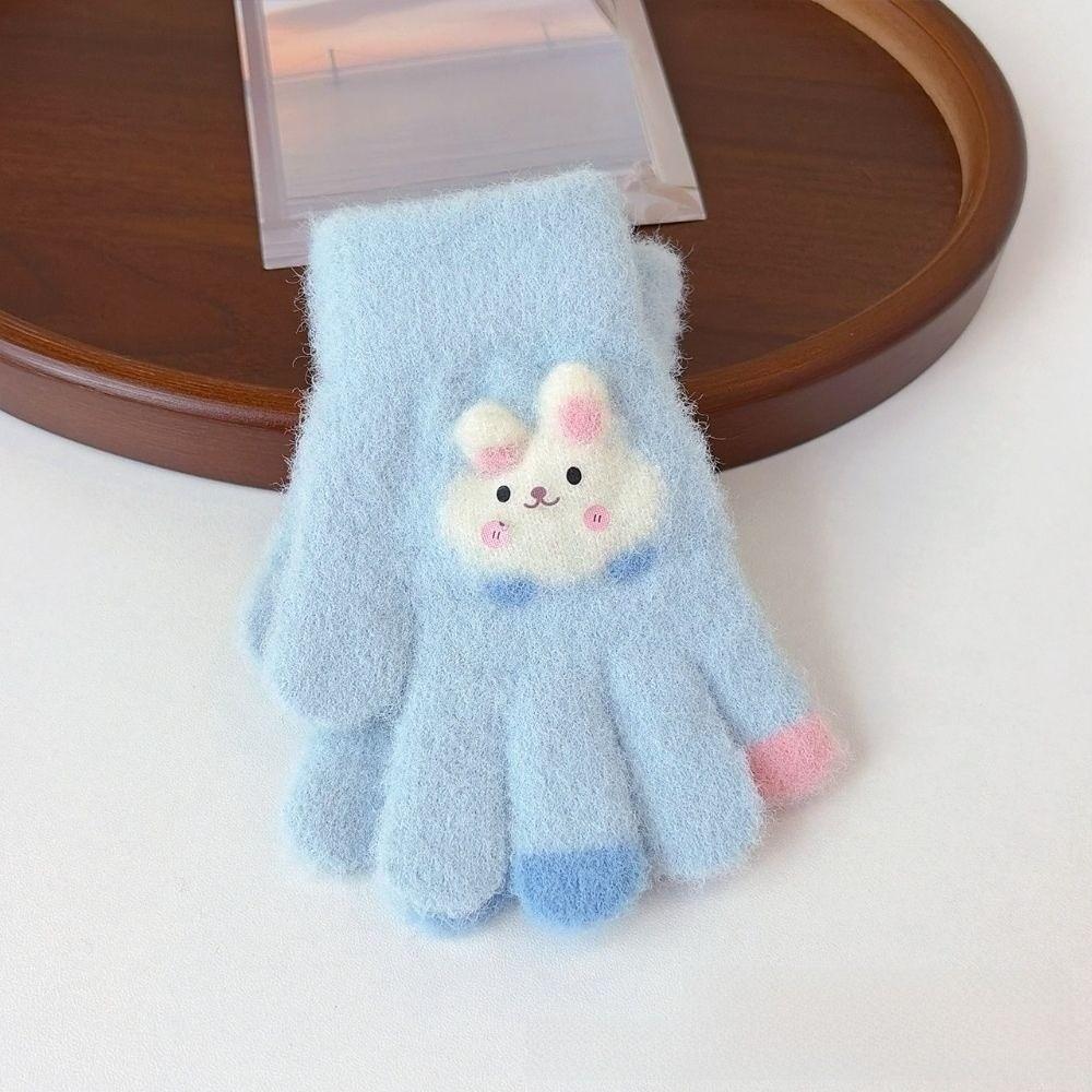 Polyester Plush Bunny Winter Gloves Cold Resistant Preschool Kids Warm Gloves Writing