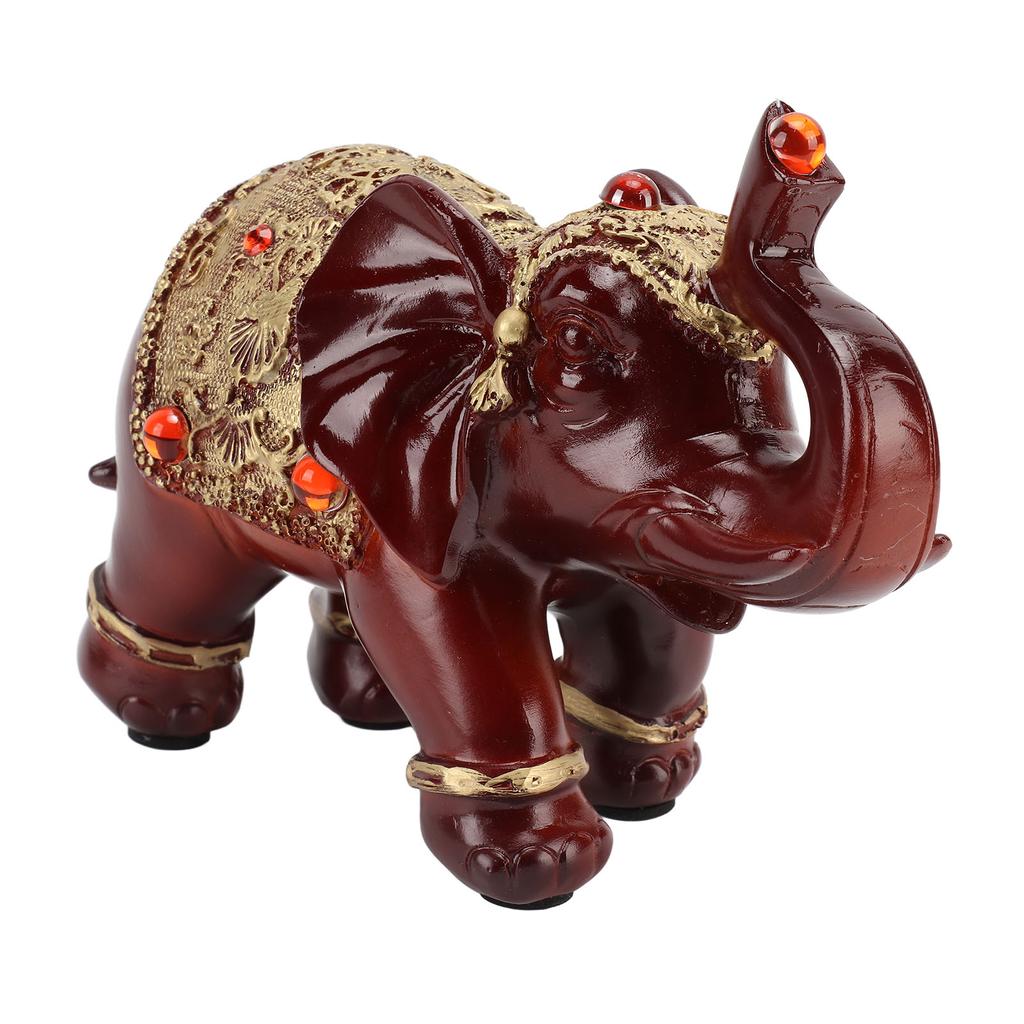 Elephant Statue Durable Resin Cute Elegant Attract Wealth Round Corner Elephant Decor for Home Bedroom Office