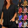 Sequin Tops V-Neck Short Sleeve Women's Tops Loose Shiny Tops For Women Dress Up Tops For Party