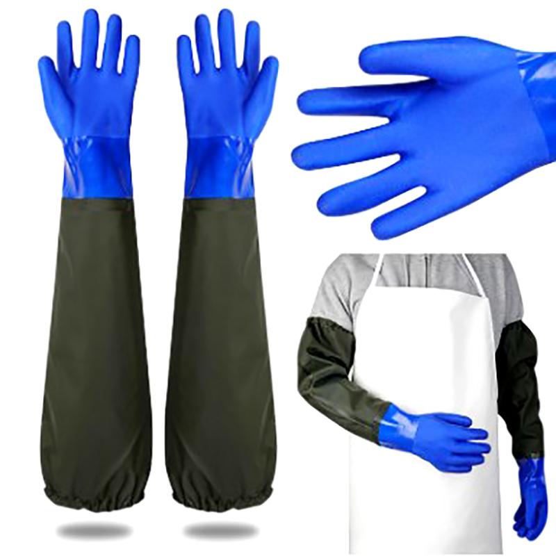 1 Pair Long Waterproof Drain Cleaning Gloves Chemical Resistant Gloves Pvc Reusable Heavy Duty Long Rubber Gloves