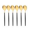 6Pcs/Set Black Gold Dinner Spoon Set Matte Western Stainless Steel Flatware Cutlery Dessert Spoon Tableware Party Kitchen Silverware Set