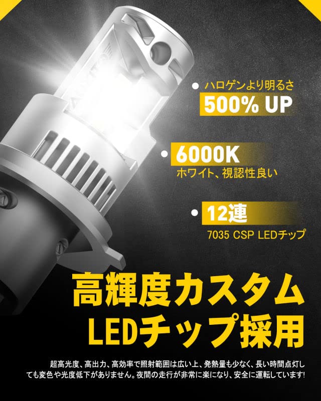 AUXITO H4 Hi/Lo LED Headlight for Cars, Compatible with New Standard Vehicle Inspection, High