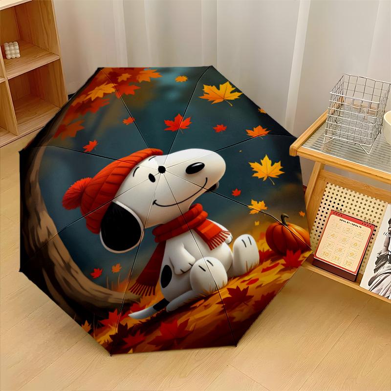 Snoopy Peanuts Windproof Auto 8 Rib Folding Umbrella Portable Outdoor Parasol