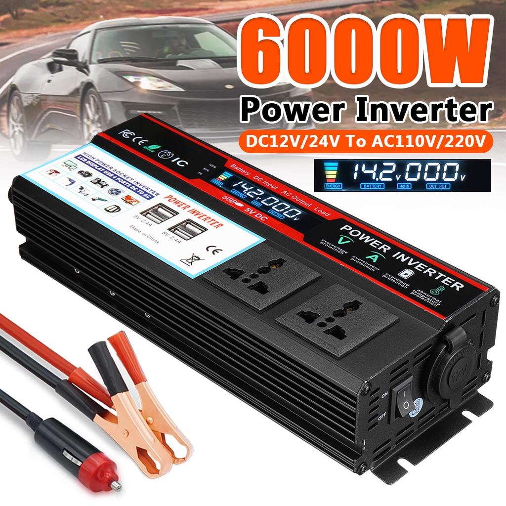 4USB 6000 Вт Солнечные автомобильные инверторы ЖК-дисплей DC12/24 В в AC 110 В/220 В Модифицированная синусоида Преобразователь напряжения Автомобильный адаптер