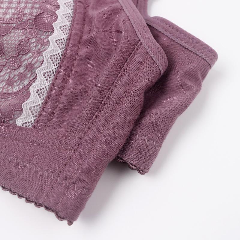 Бюстгальтер с кружевными чашками и пуговицами спереди, нижнее белье для женщин среднего и пожилого возраста, большие размеры, без стального кольца, широкий бретелька, бюстгальтер в стиле жилета