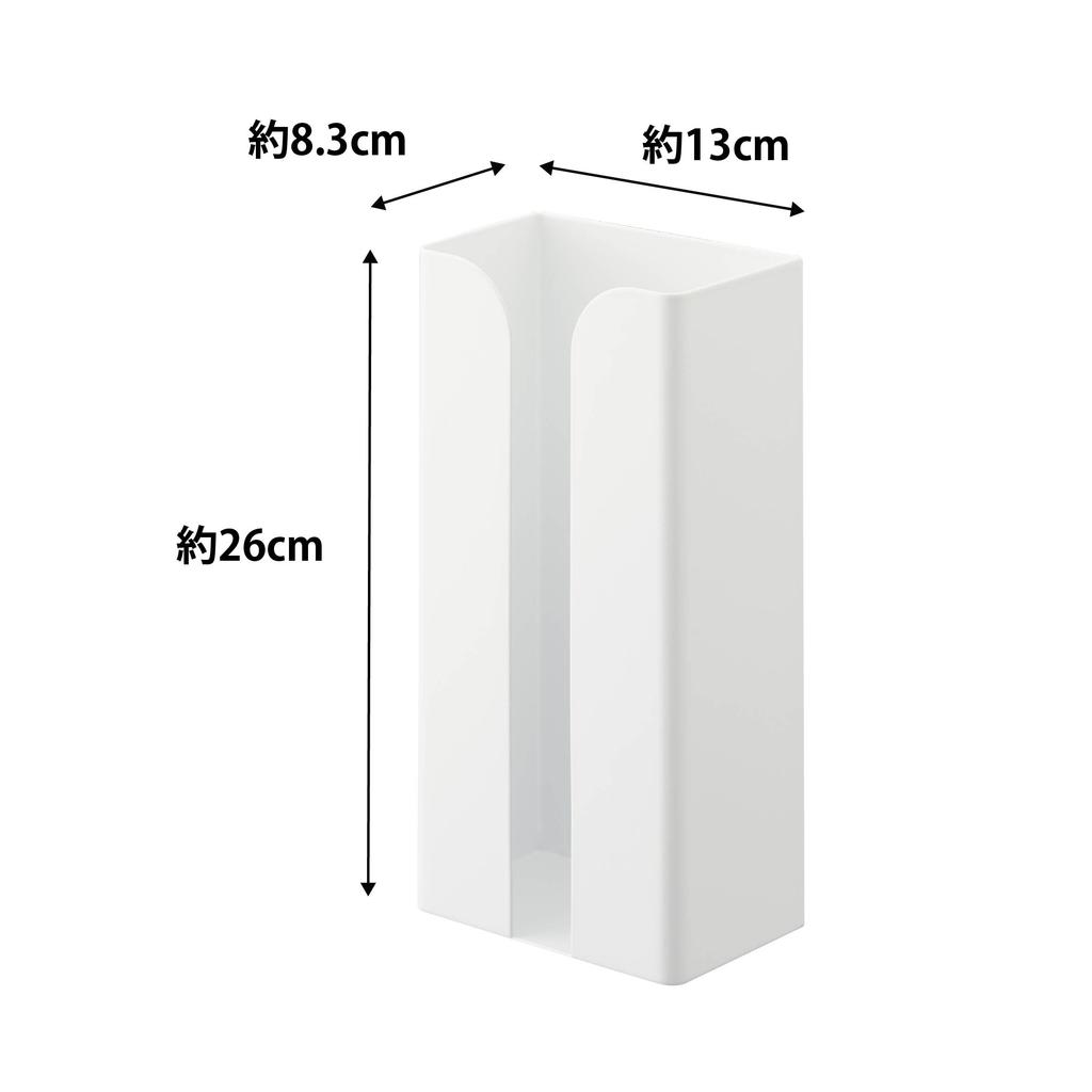Yamazaki Tower Magnetic Plastic Bag Kitchen Paper W13 x x Tissue Plastic Bag Easy Model 3773 & Holder, White, Approx. D8.3 H26cm, Case, Holder,