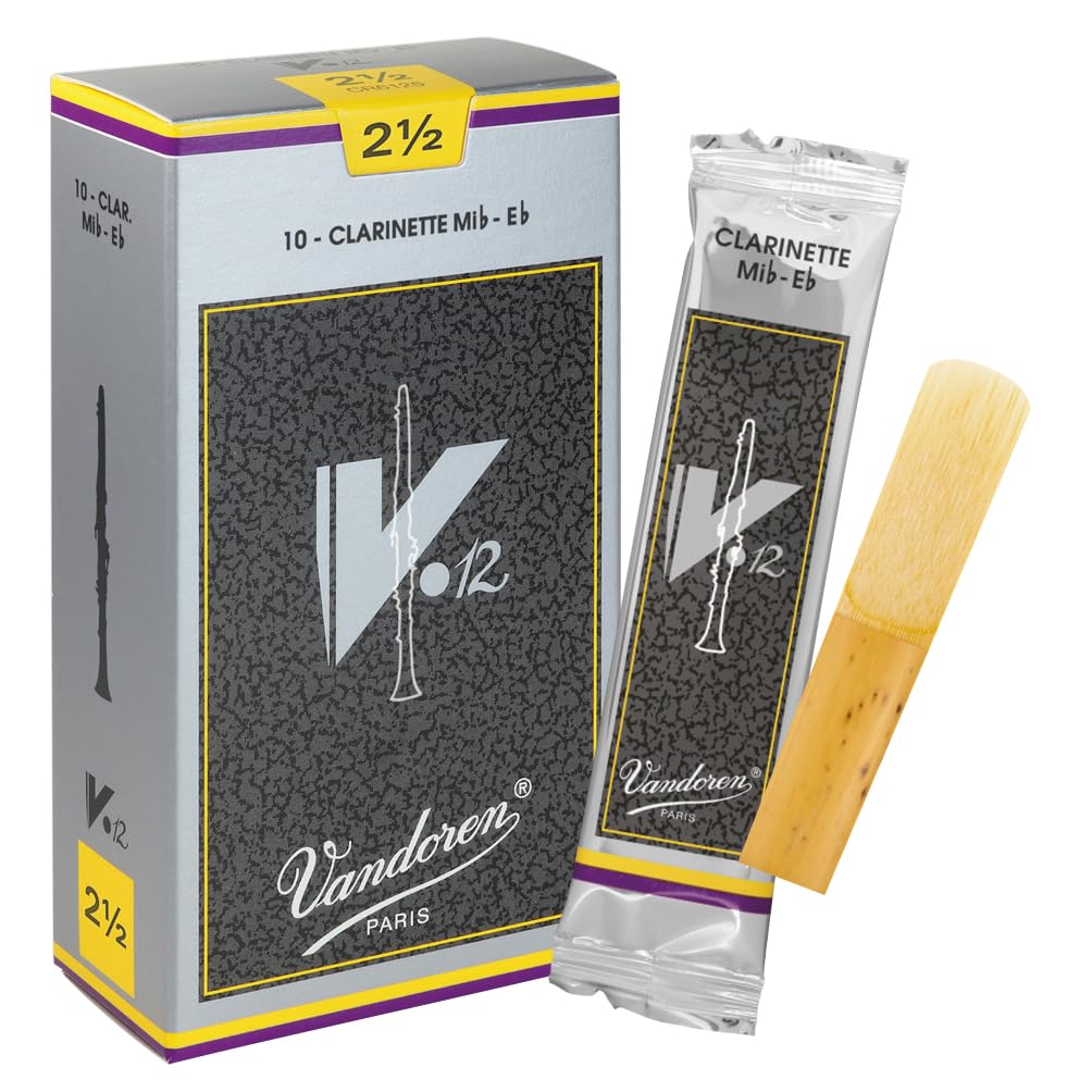 Vandoren Eb Clarinet Reeds V.12 Strength 2-1/2 Box of 10 Premium French Cane Reeds for Professional Musicians Brown Color