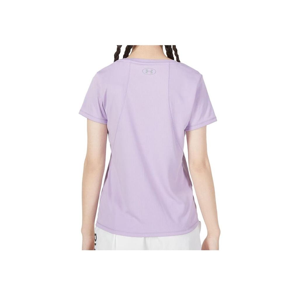 Under Armour Solid Round Neck Running Short Sleeve T-Shirt Women Tops Lilac-Purple 23500508-562