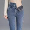 Women's High Waist Skinny Pencil Jeans, Winter 2023, Plus Velvet Lined for a Tall and Slim Look