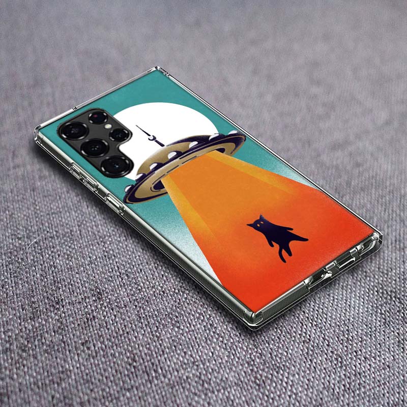 НЛО Пришелец Кот вселенная Прозрачный чехол для телефона для Samsung Galaxy S24 S23 S21 Plus S20 FE S22 S26 Ultra S25 Edge TPU Capa Чехлы Cover S