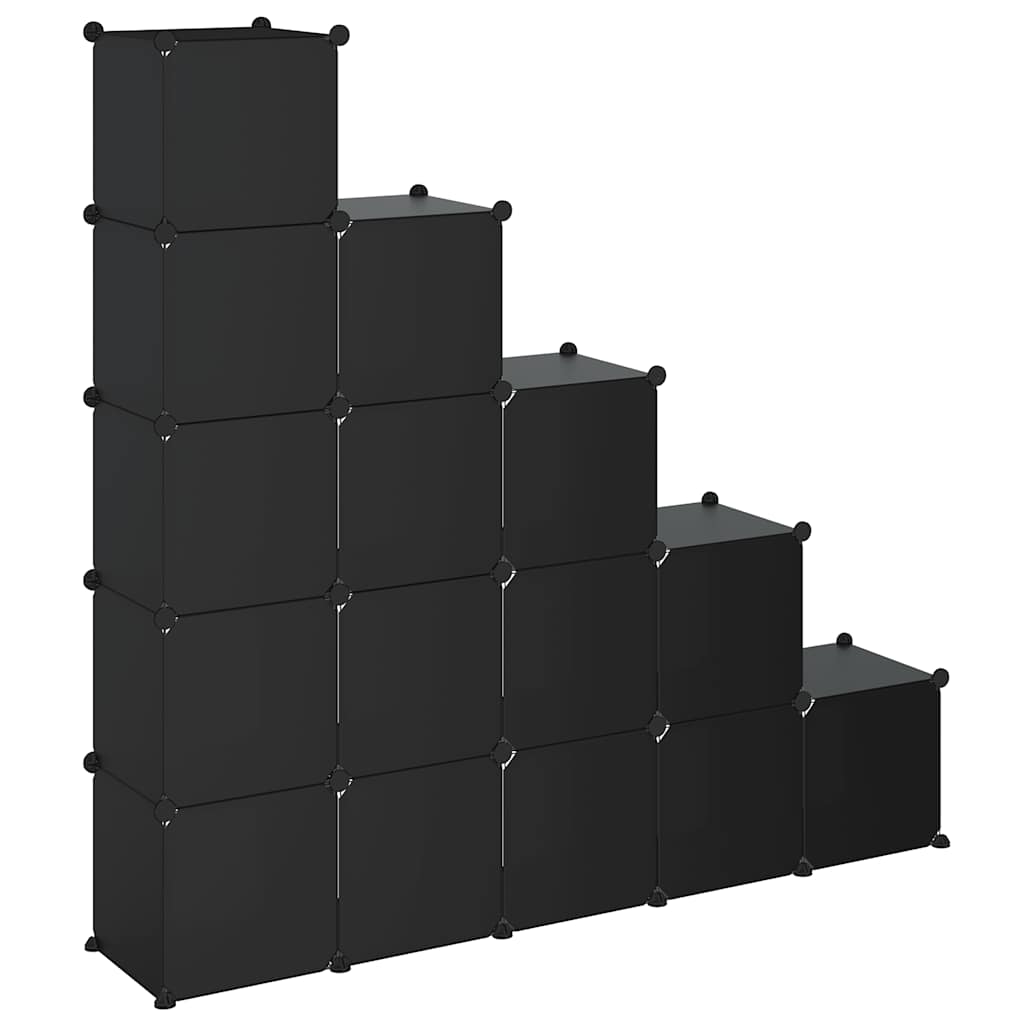 Shelving System with 15 Cubes Black PP