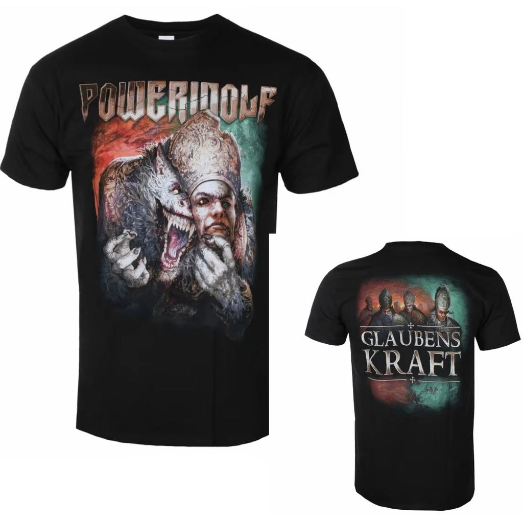 2026 Fit Summer Powerwolf Graphic Cotton T-shirt Unisex Summer Short Sleeve Fashion Harajuku Hip Hop Punk T-shirt Y2K Streetwear Oversized T-shirt