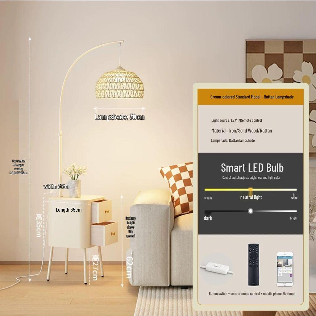 Современный кремовый торшер: Универсальный стиль для спальни, гостиной и прикроватной тумбочки