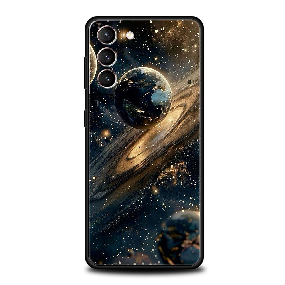 Чехол для телефона "Лунная Галактика Вселенная" Для Samsung Galaxy S26 Ultra S25 Plus S24 FE S23 S22 5G S21 S20 Черный Мягкий