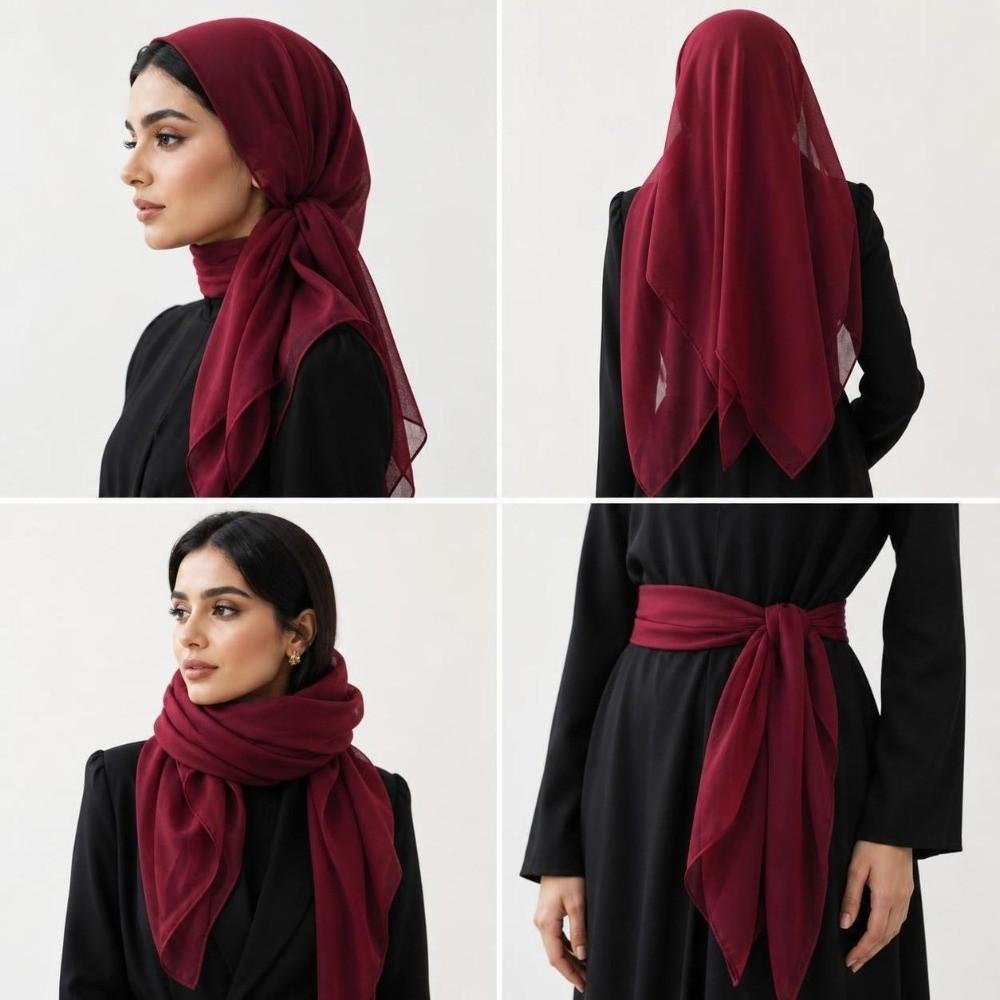 Solid Color Silk Scarves Thin Soft Fabric Bandana Scarf Elegant Square Scarves  Head Covering