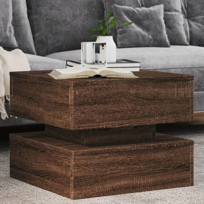 VidaXL Table Basse avec Lumières LED, Bout de Canapé, Table d'Appoint, Meuble de Salon Salle de Séjour Intérieur, Moderne, 839860