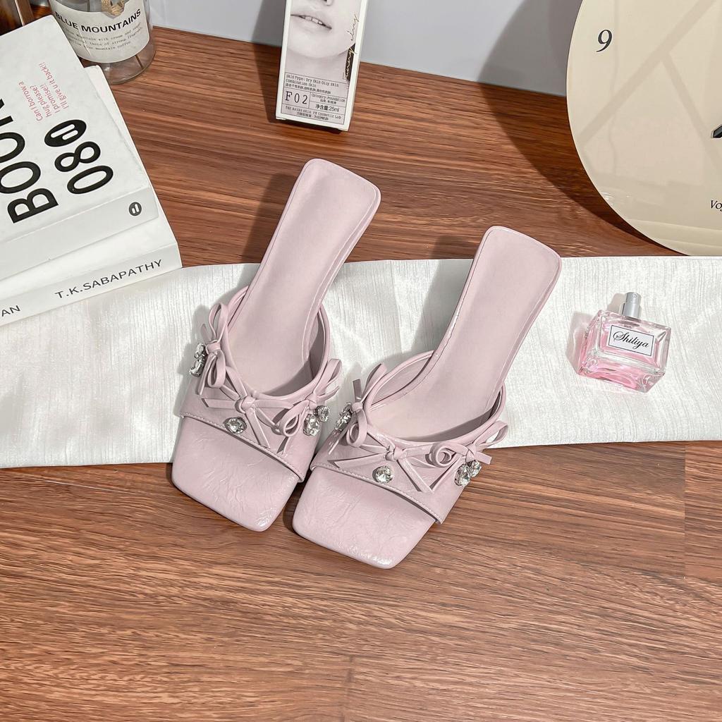 Summer New High-heeled Cool Slippers Women's High-end Thick-heeled Sandals Women's Summer Versatile Wedge Heels Women's Shoes Are Not Tired