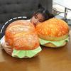 3D Simulation Cheeseburger Plush Pillow Expandable Hamburger Stuffed Pillow Fluffy Burger Cushion Kids School Classroom Couch Sofa Decor Pillow