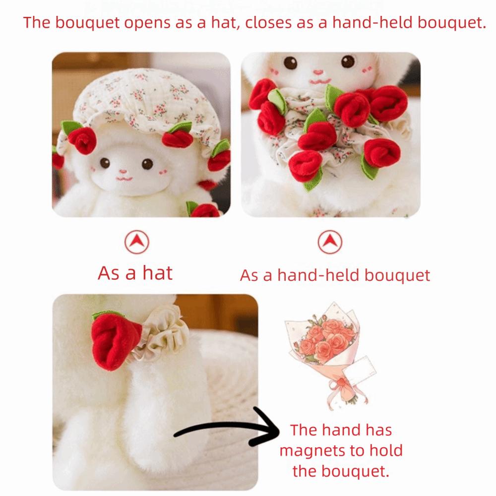 Small Plush Sheep Doll Anime Rose Bouquet Doll Creative Magnetic Hugging Lamb Kids