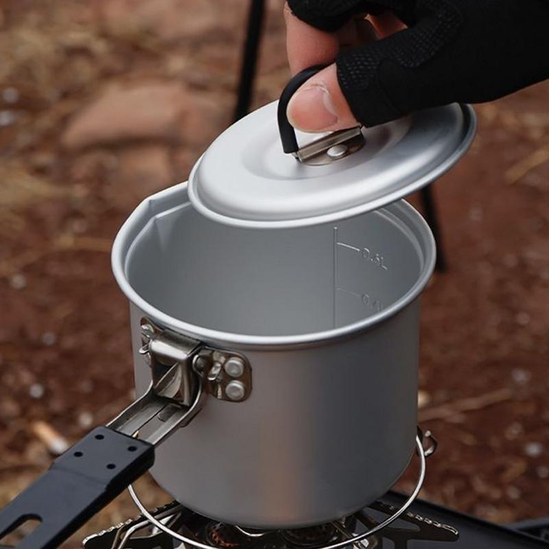Походный котелок 700 мл из алюминиевого сплава с ручкой, легкая конструкция, инструмент для приготовления пищи для пешего туризма, кемпинга, пикника, барбекю