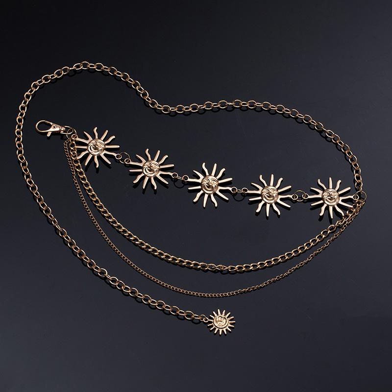 Атмосферная металлическая поясная цепочка, женский регулируемый пояс для платья, многослойный премиальный цепной ремень.