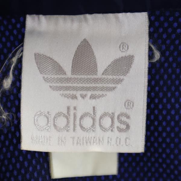 Adidas 80-е Винтажная серебряная бирка 3 полоски Ветровка M Темно-синий Спортивные куртки Мужская Б/У