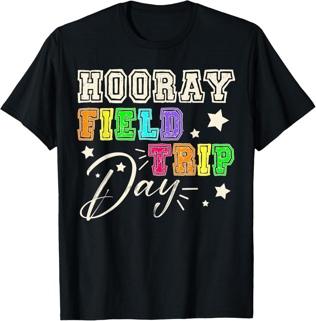 Hooray Field Trip Day Retro Rainbow T-shirt