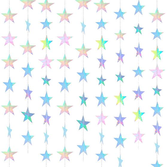 Spakon 65 Feet Glitter Star Paper Garland Banner Hanging Decoration Star Streamers Double Side 2025 Graduation Decorations for Wedding Birthday