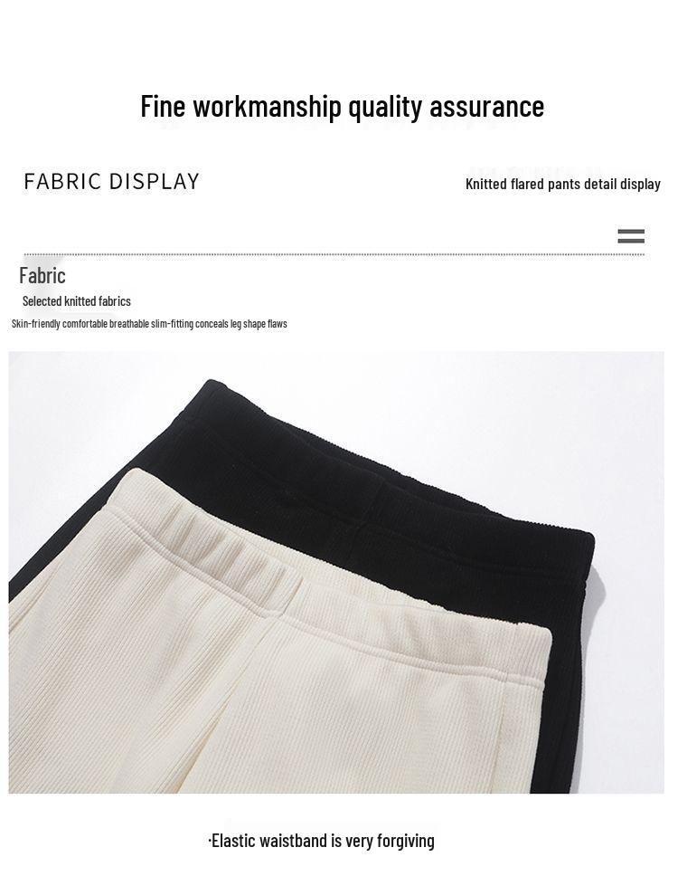 Женские брюки клеш на флисовой подкладке - С высокой посадкой, Облегающие, Трикотажные Повседневные для осени и зимы 2024