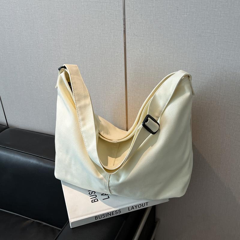 Холщовая большая сумка через плечо Студенческая простая ретро Внутренний карман Школьные дорожные сумки