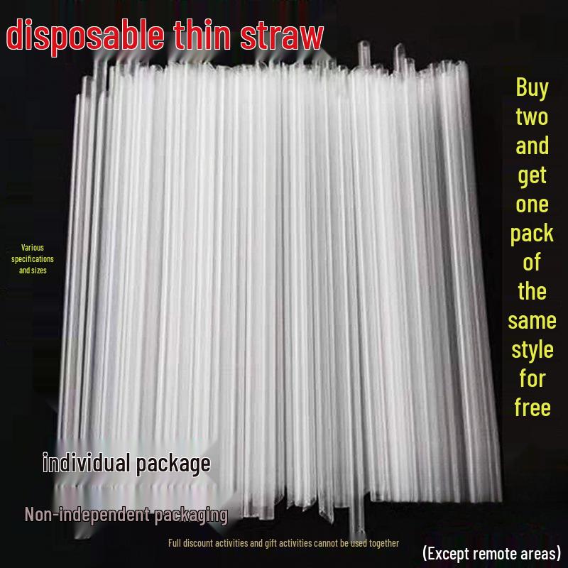 Eco-Friendly Colored Transparent Hard Tip Straws - Individually Wrapped, Disposable, Straight, Thin, for Soy Milk and Juice