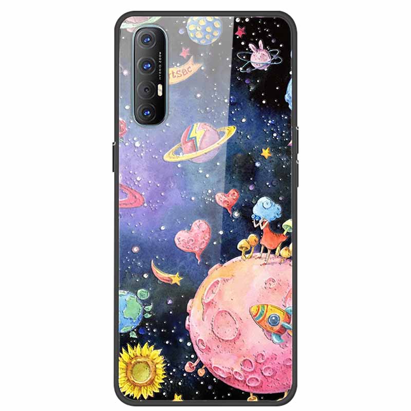Tempered Glass Case For Oppo Reno 3 Pro 5G Case 6.5" Hard Phone Back Cover Soft Bumper For Oppo Reno3 Pro Case Funda Para PCRM00