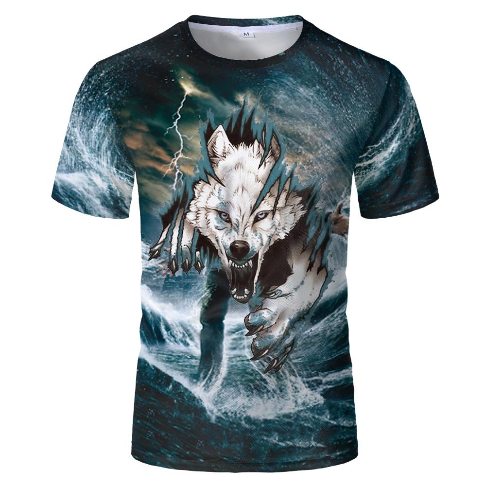 2023 Fun Newest Harajuku Wolf 3D Print Cool T-shirt Men/Women Short Sleeve Summer Tops Beauty T Shirt Fashion Animal Tees
