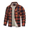 Men Fall Winter Jacket Plaid Print Lapel Soft Plush Pockets Single-breasted Loose Thickened Long Sleeve Casual Mid Length Men Coat