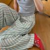 High Waist Wide Leg Pants Chic Straight Leg Pants Fashion Casual Stripe Long Pants  Girls