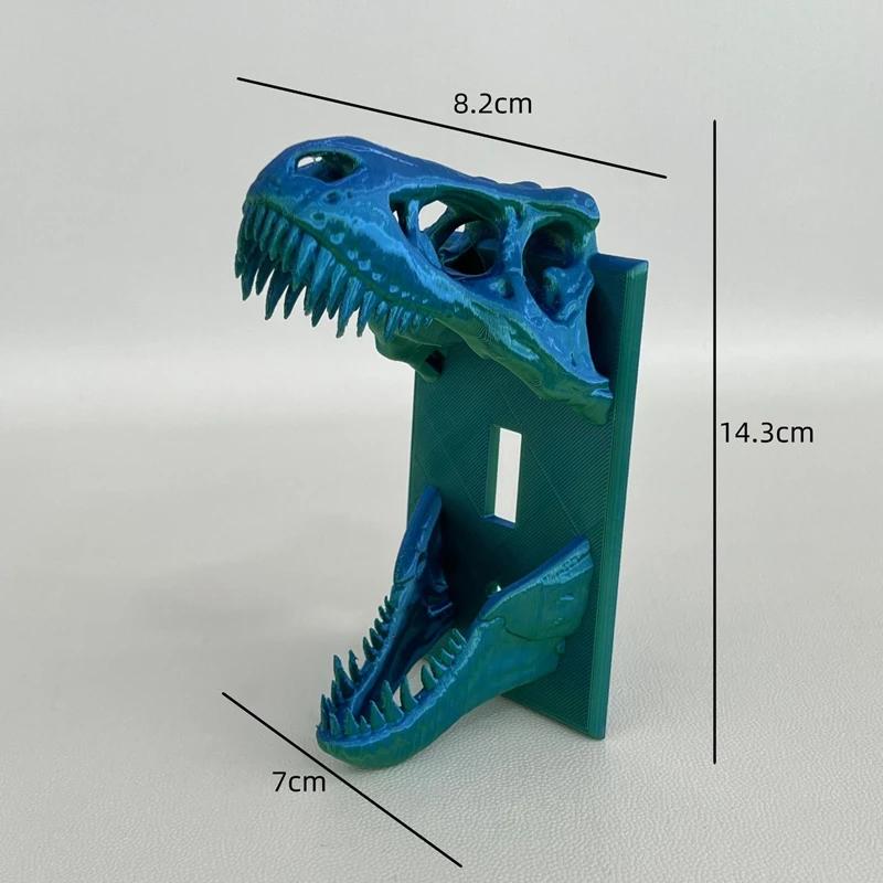 3D Накладка на выключатель 'Череп динозавра с острыми зубами', Легко устанавливаемая Декоративная панель для детской комнаты, Акцент для спальни в стиле хоррор